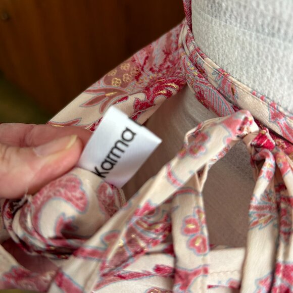 100% Silk Karma Crafts Halter kerchief tie dress, OS - Picture 4 of 9